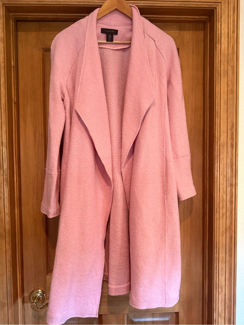 Tahari Pink Open-Front Longline Wool Sweater
